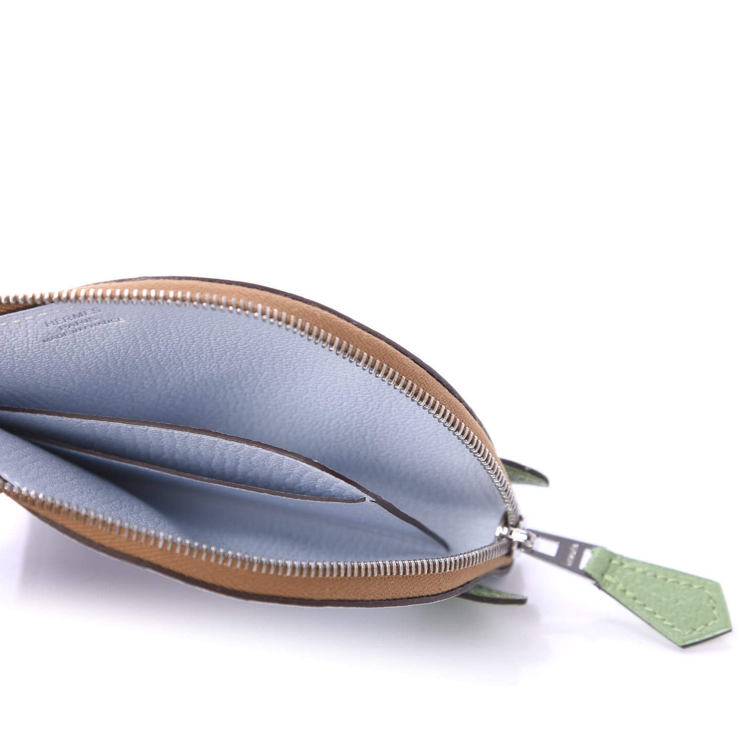 Hermes Chevre Mysore Paddock Change Purse Blue Brume Vert Criquet 5 of 9