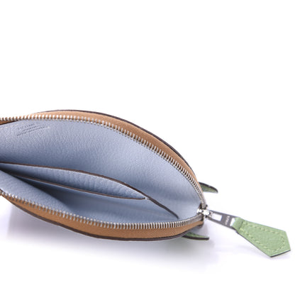 Hermes Chevre Mysore Paddock Change Purse Blue Brume Vert Criquet 5 of 9
