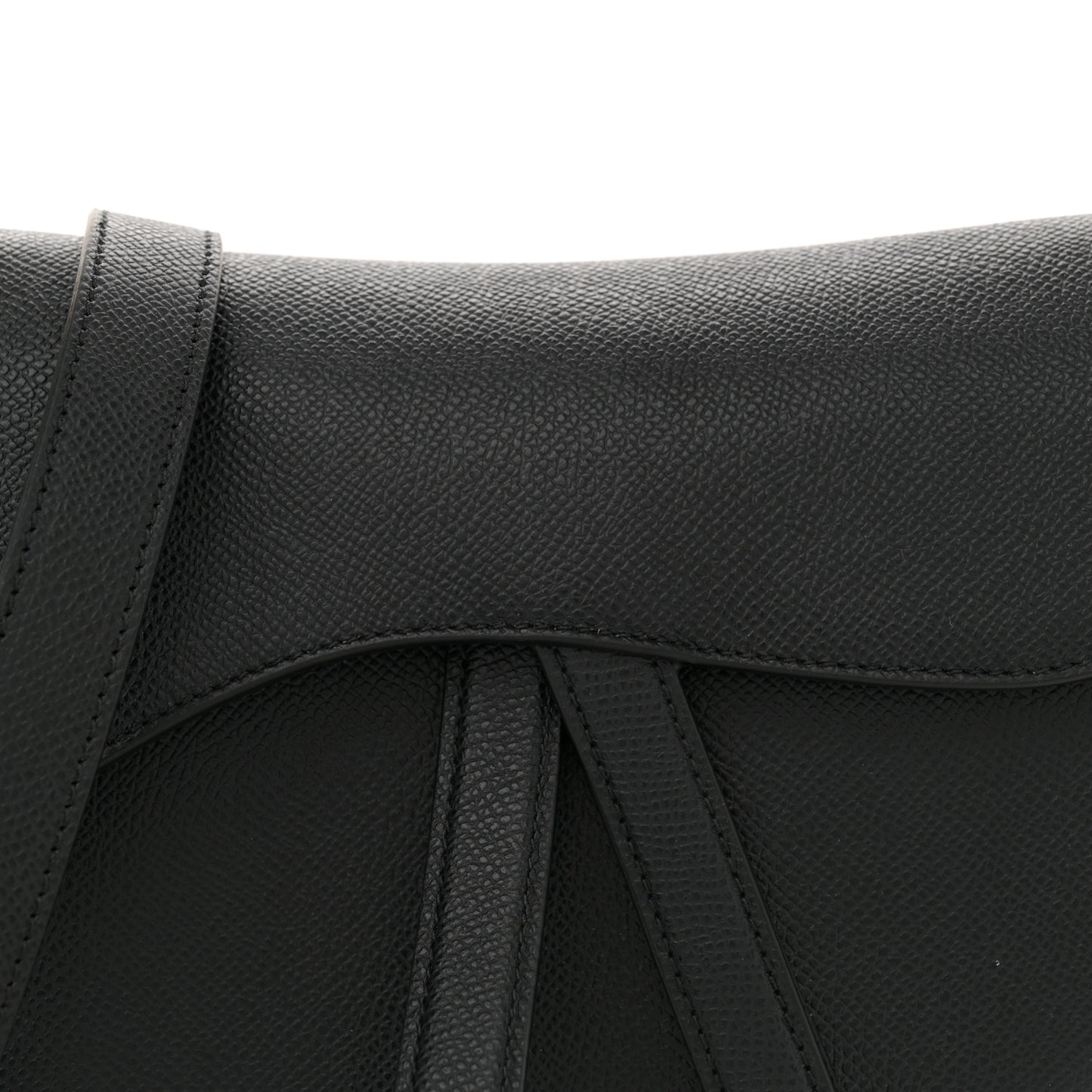 Grained Calfskin Saddle Bag With Strap Black