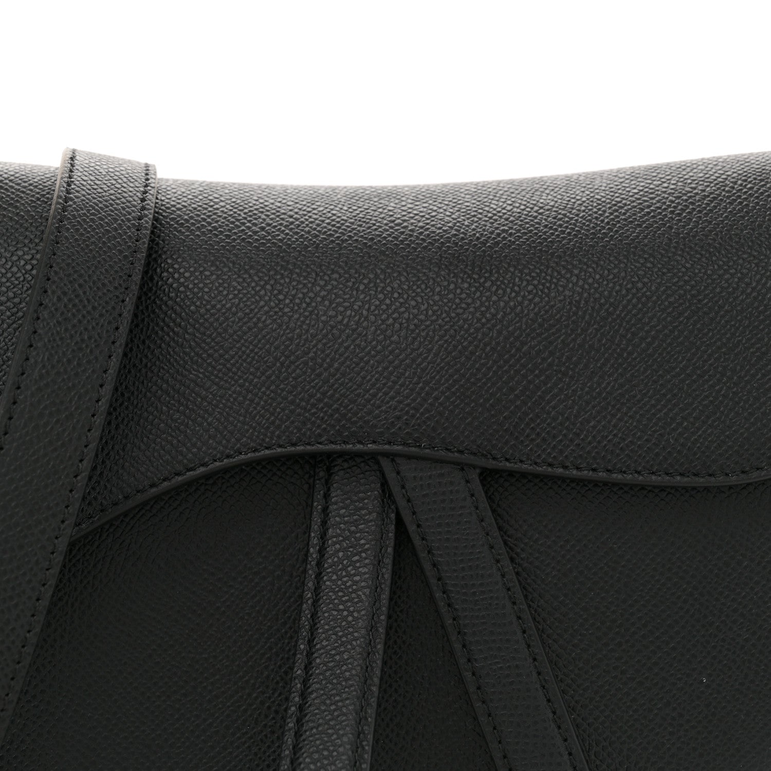 Christian Dior Grained Calfskin Saddle Bag With Strap Black 8 of 11