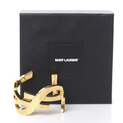 Saint Laurent Brass Monogram Medium Cuff Bracelet Gold 6 of 6