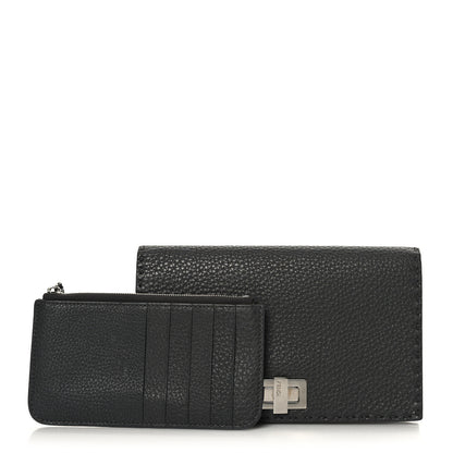 Fendi Cuoio Romano Selleria Mini Peekaboo Clutch Wallet Asfalto 2 of 9