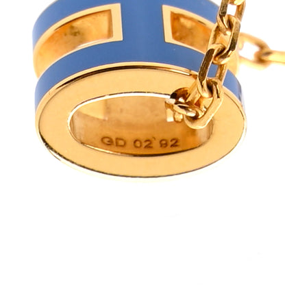 Hermes Lacquered Gold Mini Pop H Pendant Necklace Bleu Sature 6 of 8