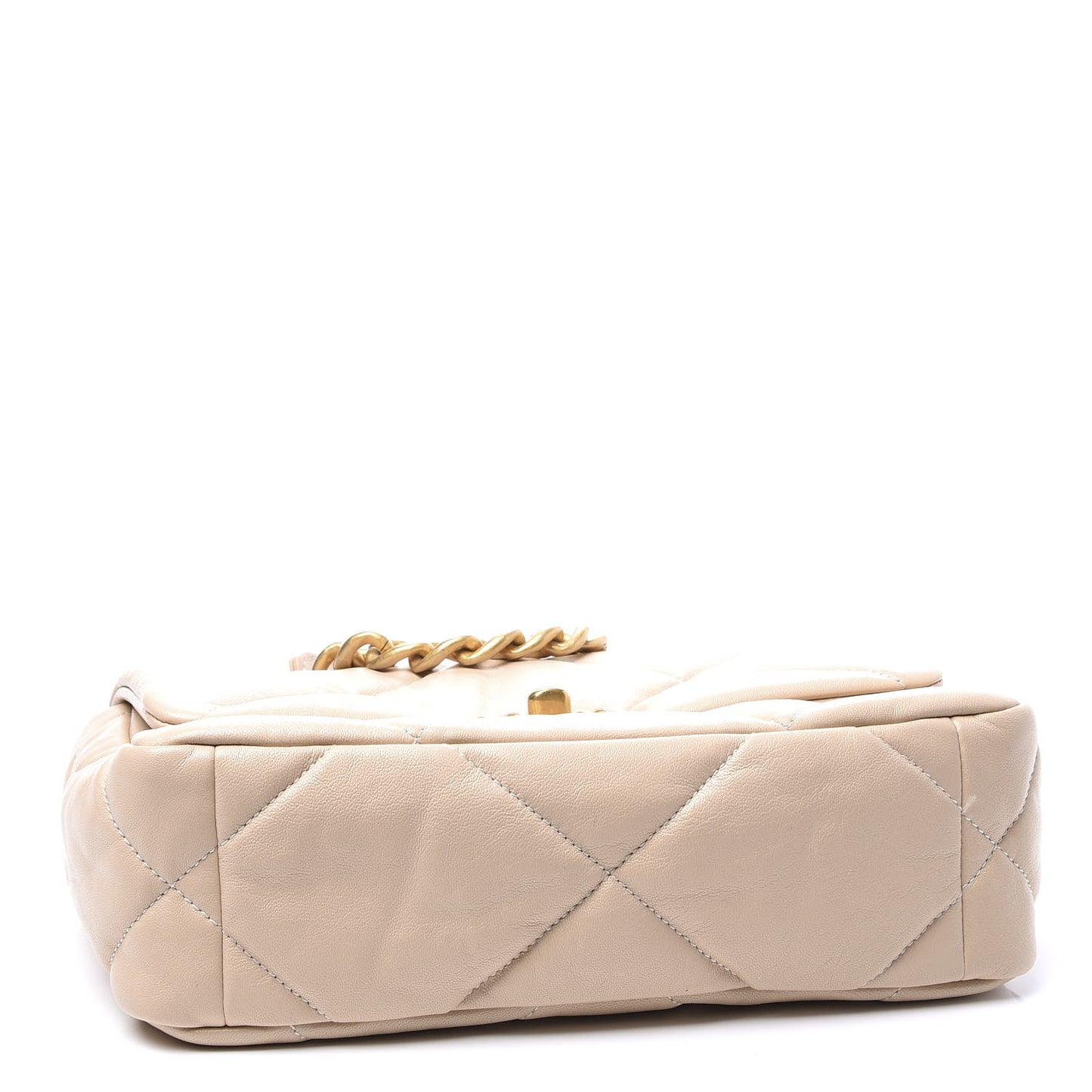 Goatskin Quilted Medium 19 Flap Beige