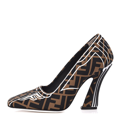 Fendi Lycra Film FF FFreedom Decollete Pumps 36.5 Tobacco Moro White 2 of 8