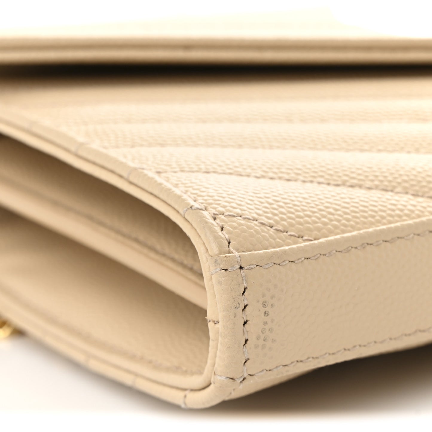 Grain De Poudre Matelasse Chevron Monogram Chain Wallet Nude Powder