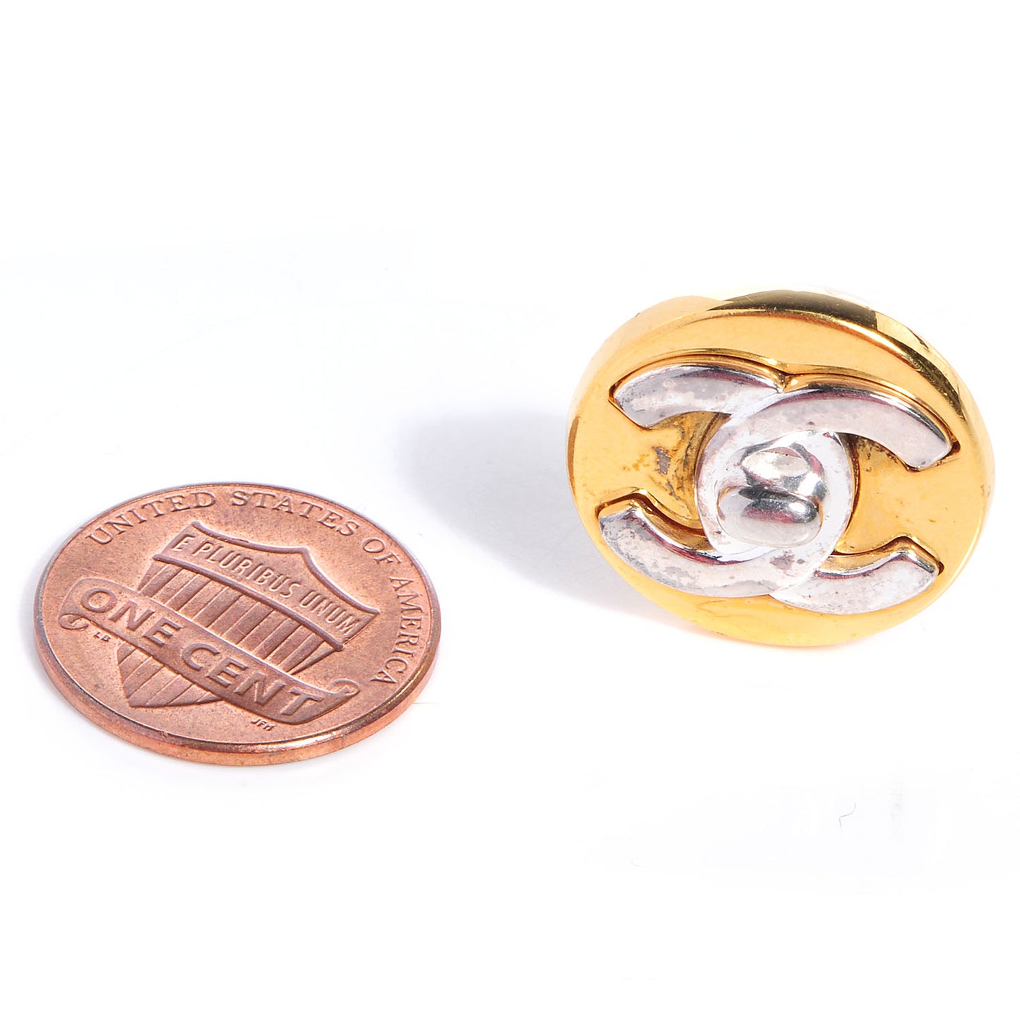 CC Turnlock Clip On Earrings Gold Silver