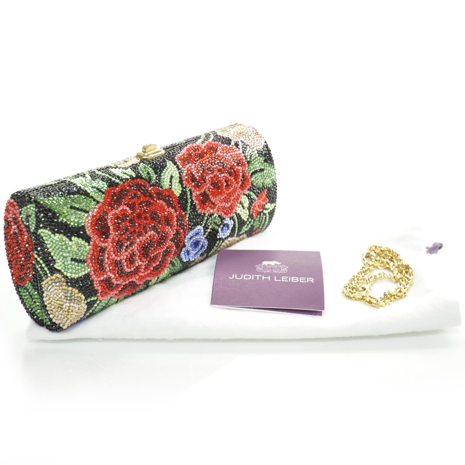 Judith Leiber Swarovski Crystal Floral Minaudiere Evening Bag 5 of 7