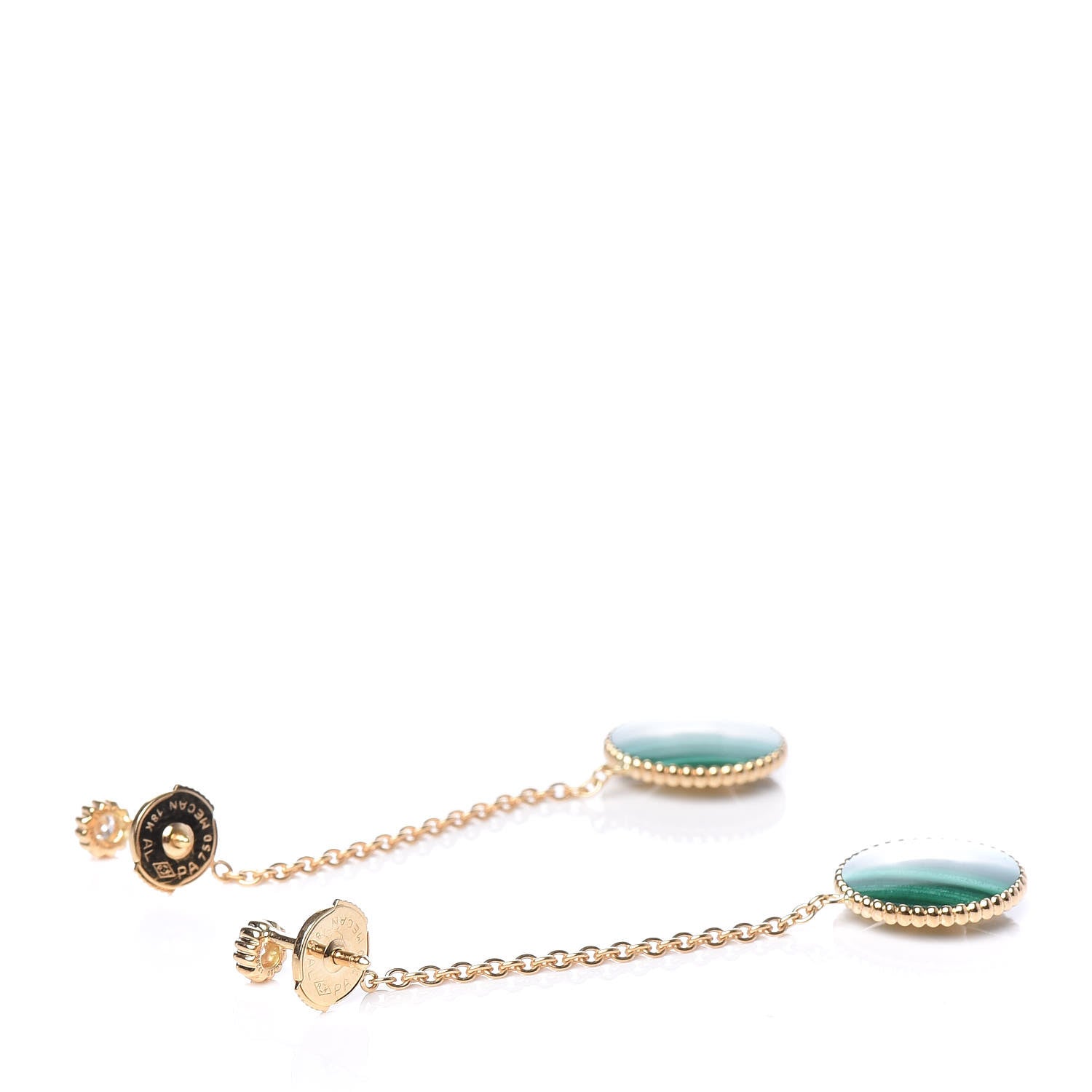 Christian Dior 18K Yellow Gold Diamond Malachite Rose Des Vents Drop Earrings 3 of 6