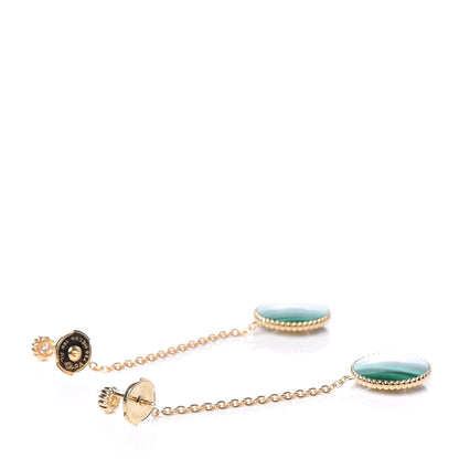 Christian Dior 18K Yellow Gold Diamond Malachite Rose Des Vents Drop Earrings 3 of 6