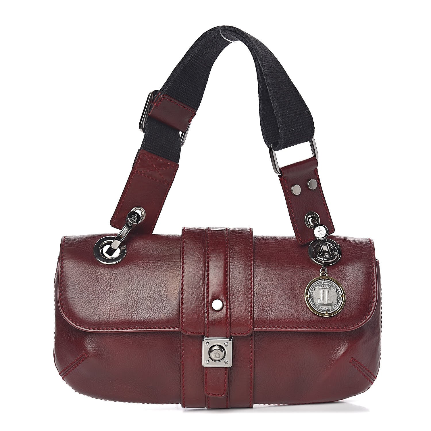 Lanvin Calfskin Flap Shoulder Bag Burgundy 1 of 9