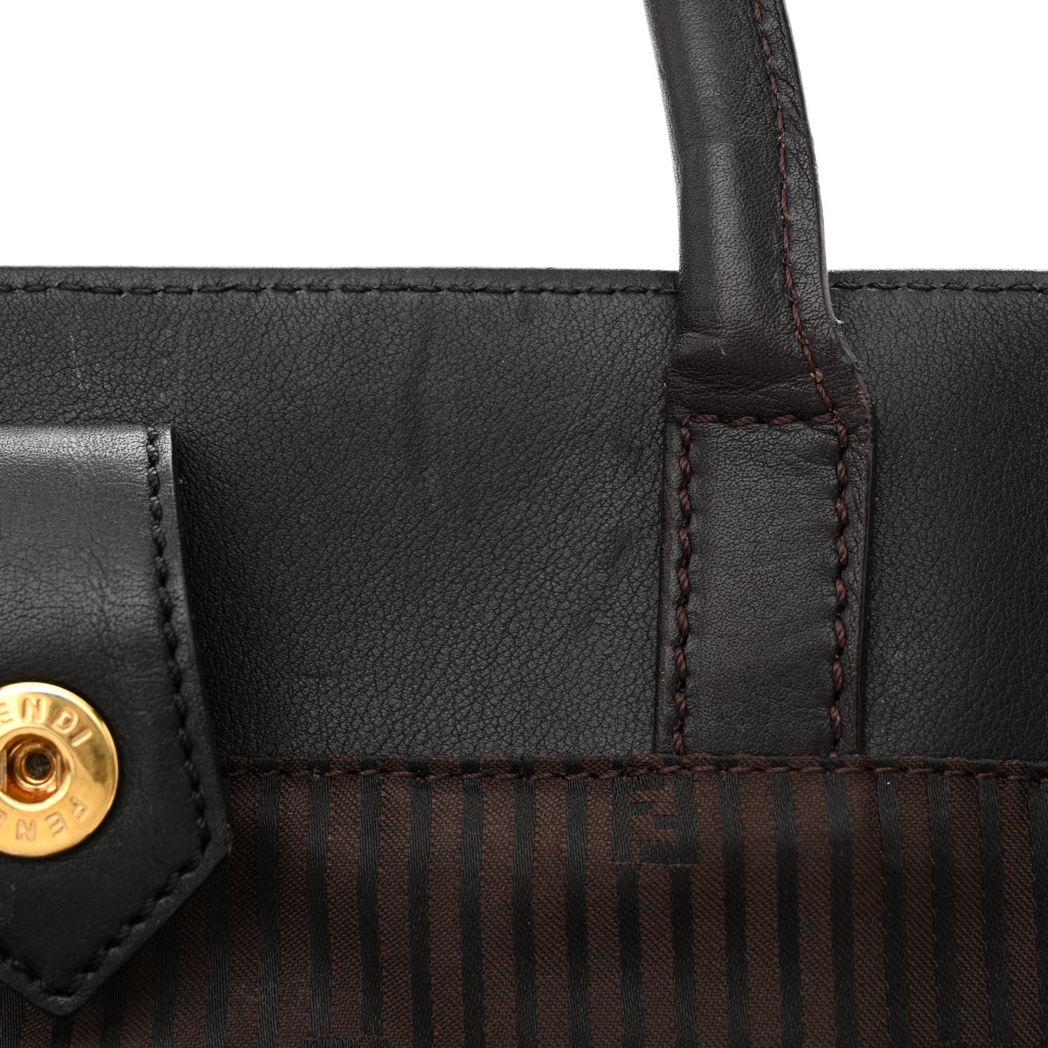 Fendi Velvet Vitello Geometric Print 2Jours Tote Multicolor Ebano Black 11 of 13
