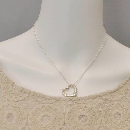Tiffany Sterling Silver 22mm Elsa Peretti Open Heart Pendant Necklace 2 of 5