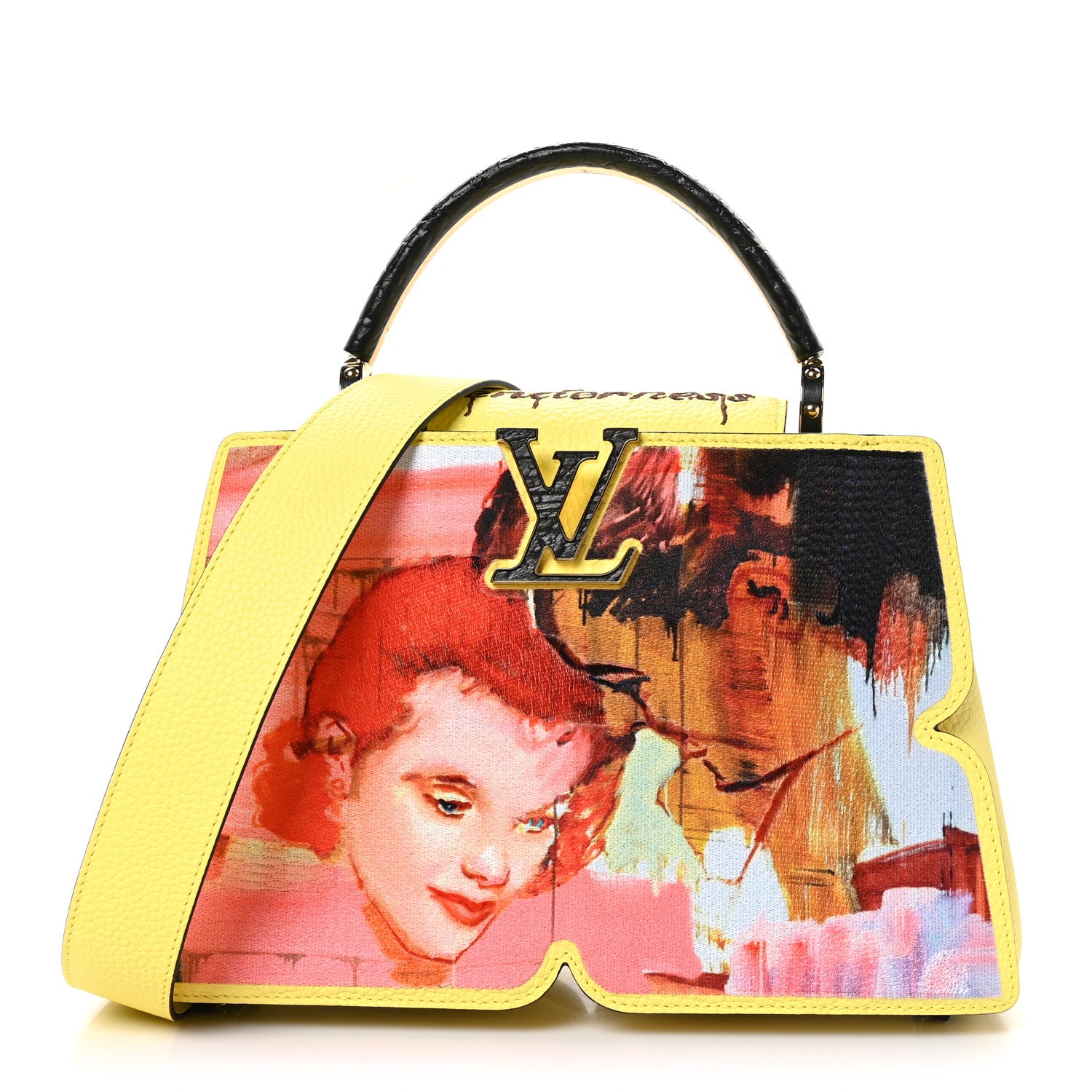 Louis Vuitton Taurillon Embroidered Tenderness Capucines MM Yellow Multicolor 1 of 10