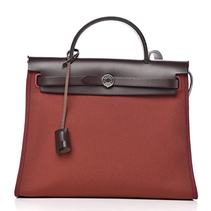 Hermes Vache Hunter Toile Herbag Zip 31 PM Rouge H Ebene 3 of 10