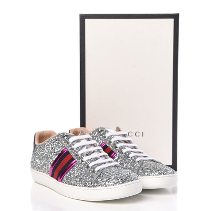 Gucci Glitter Web Ace Sneakers 38.5 Silver 11 of 11
