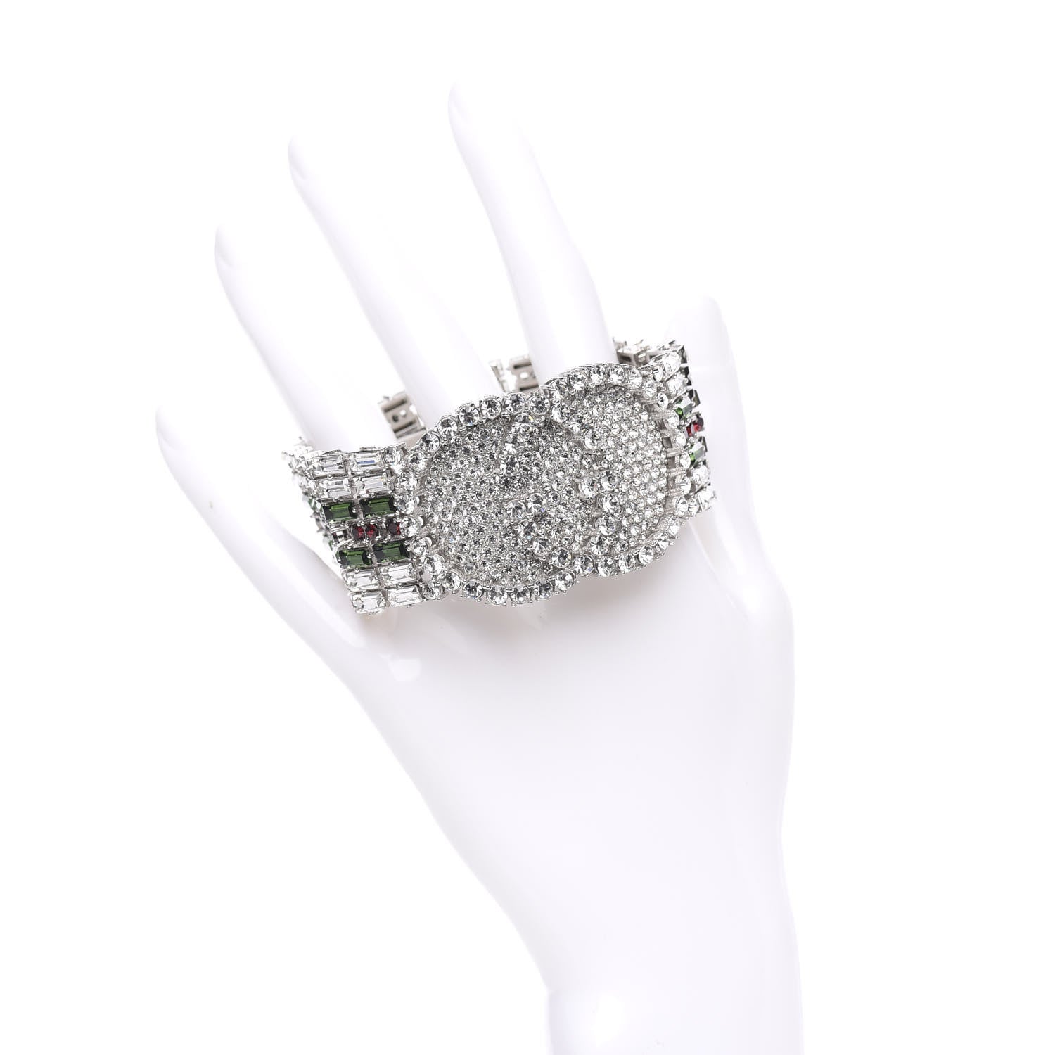 Gucci Crystals Double G Web Tennis Bracelet L 2 of 5