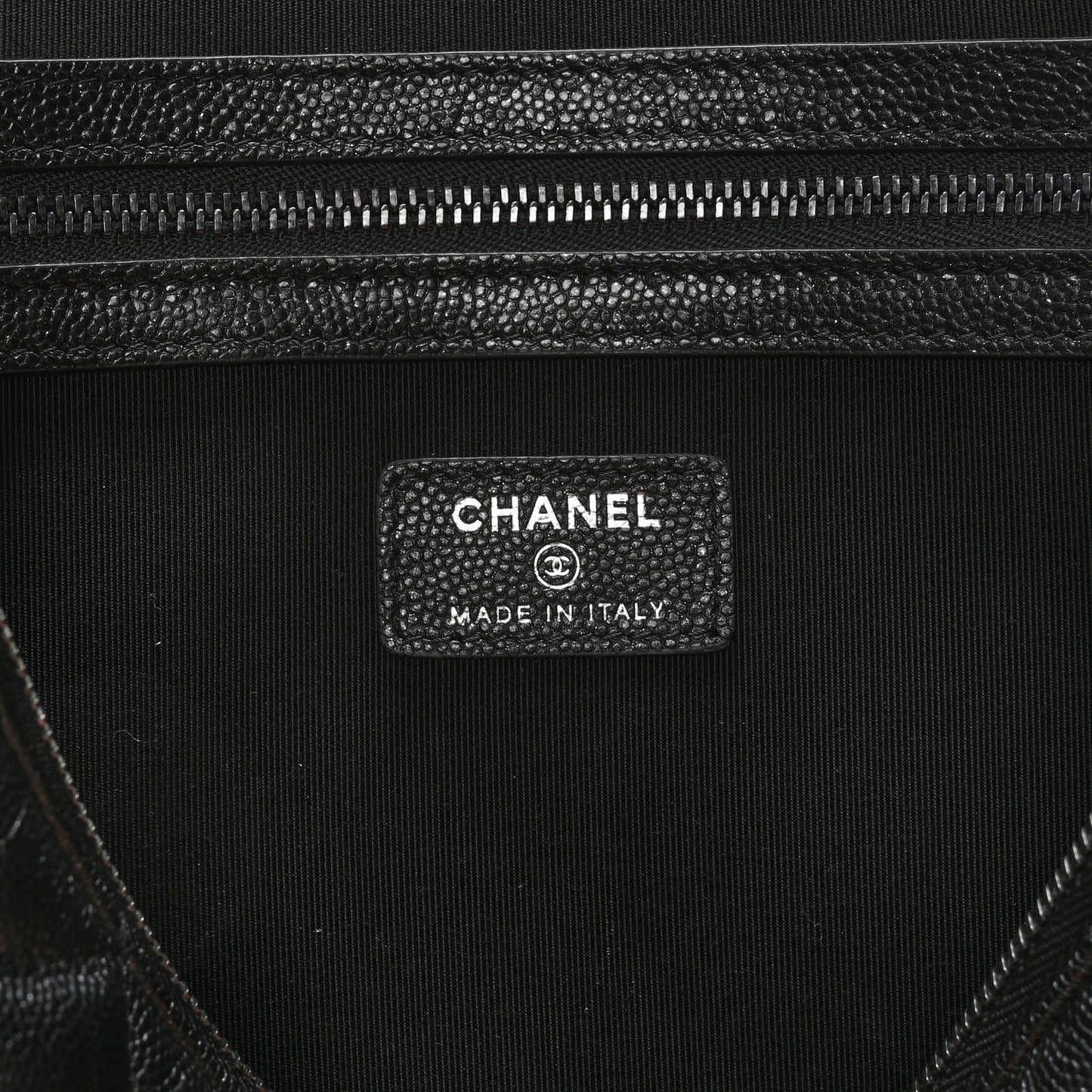 Iridescent Caviar Quilted Large Cosmetic Case Black