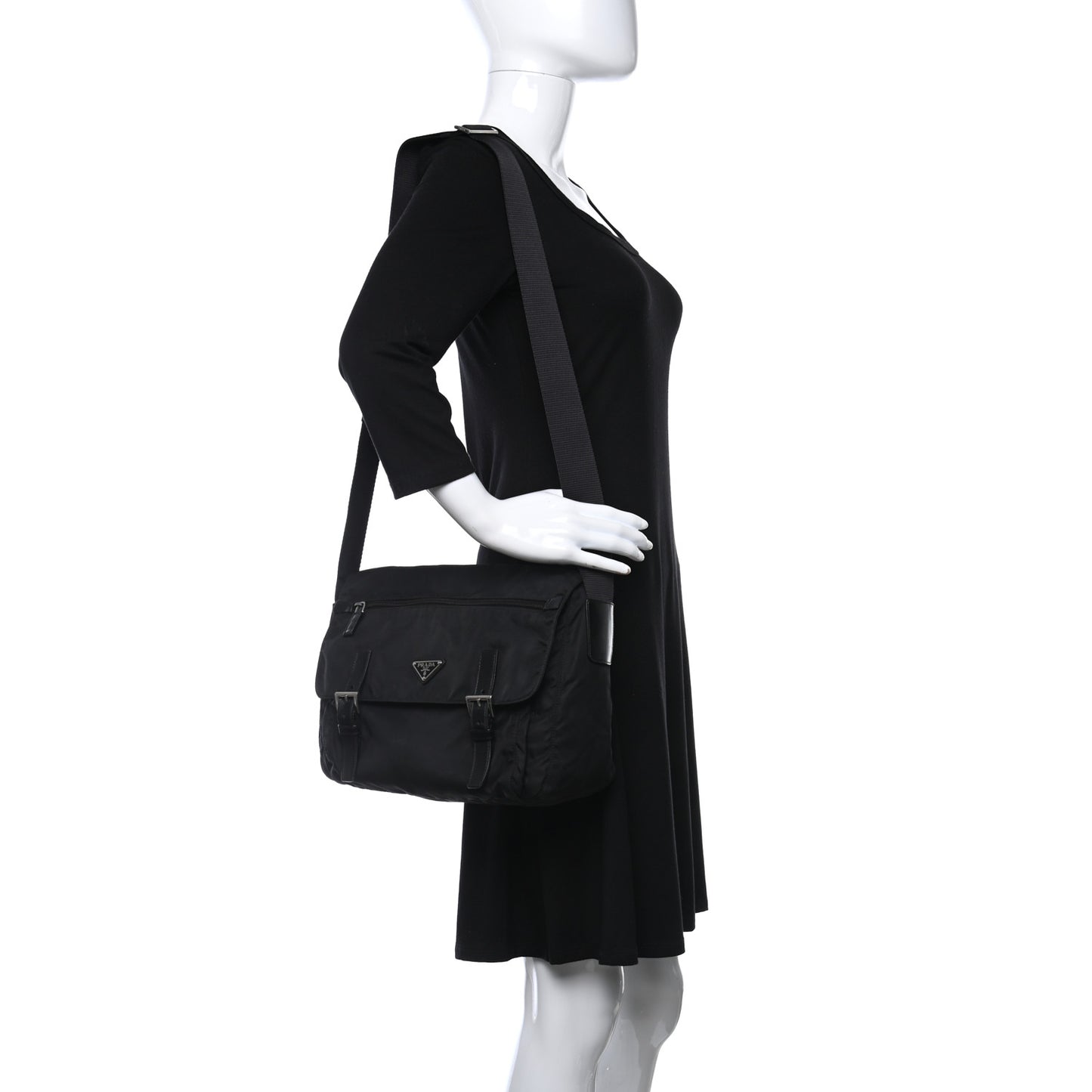 Tessuto Nylon Vela Messenger Bag Black