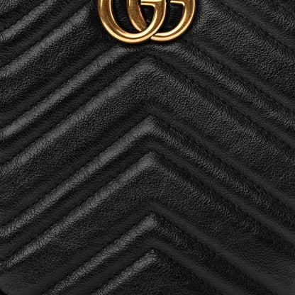 Gucci Azalea Calfskin Matelasse Heart Mini GG Marmont Round Shoulder Bag Black 8 of 10