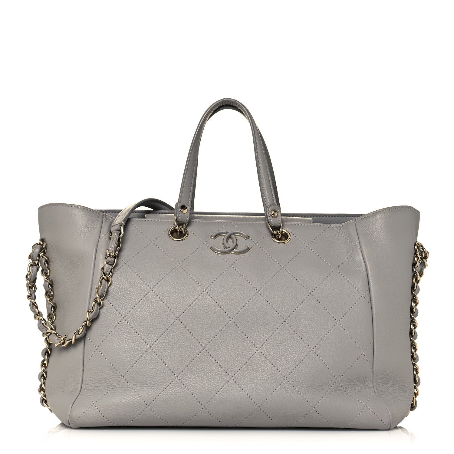 Chanel Bullskin Stitched Medium Shopping Bag Grey 1 of 16