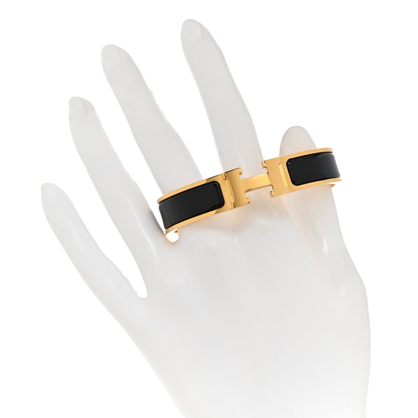 Enamel Narrow Clic Clac H Bracelet PM Black