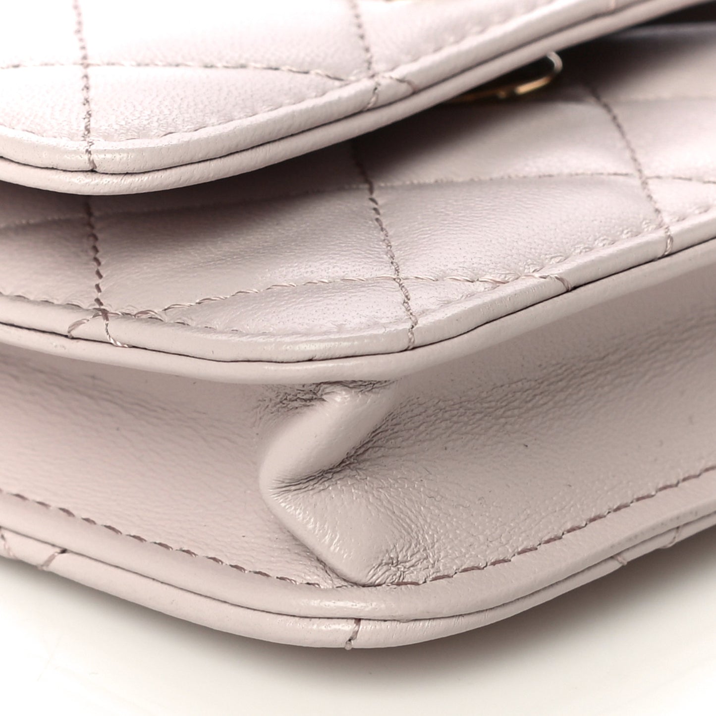 Lambskin Quilted Trendy CC Card Holder On Chain Light Pink