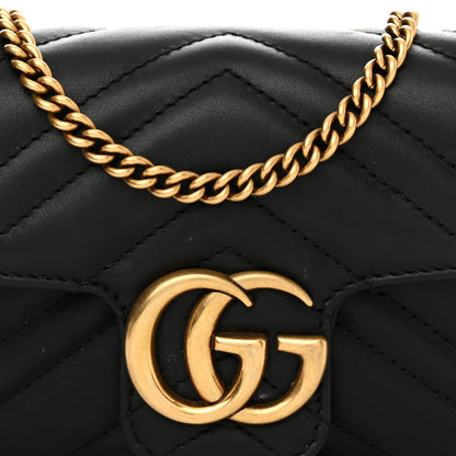 Gucci Calfskin Matelasse Super Mini GG Marmont Shoulder Bag Black 7 of 10