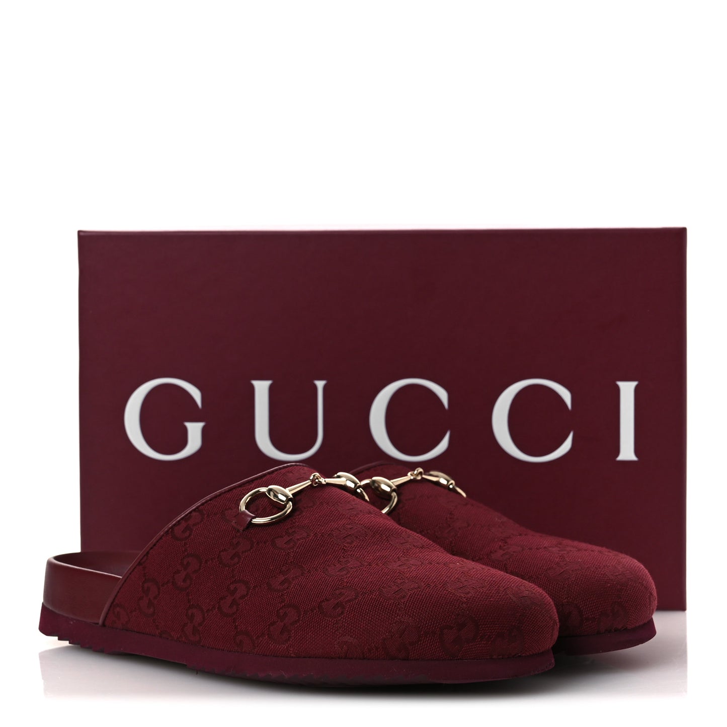 GG Supreme Monogram Womens Horsebit Slippers 40 Rosso Ancora