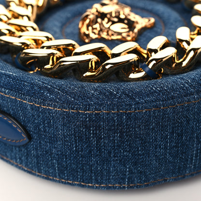 Versace Denim Mini La Medusa Chain Round Crossbody Bag Navy Blue 7 of 8