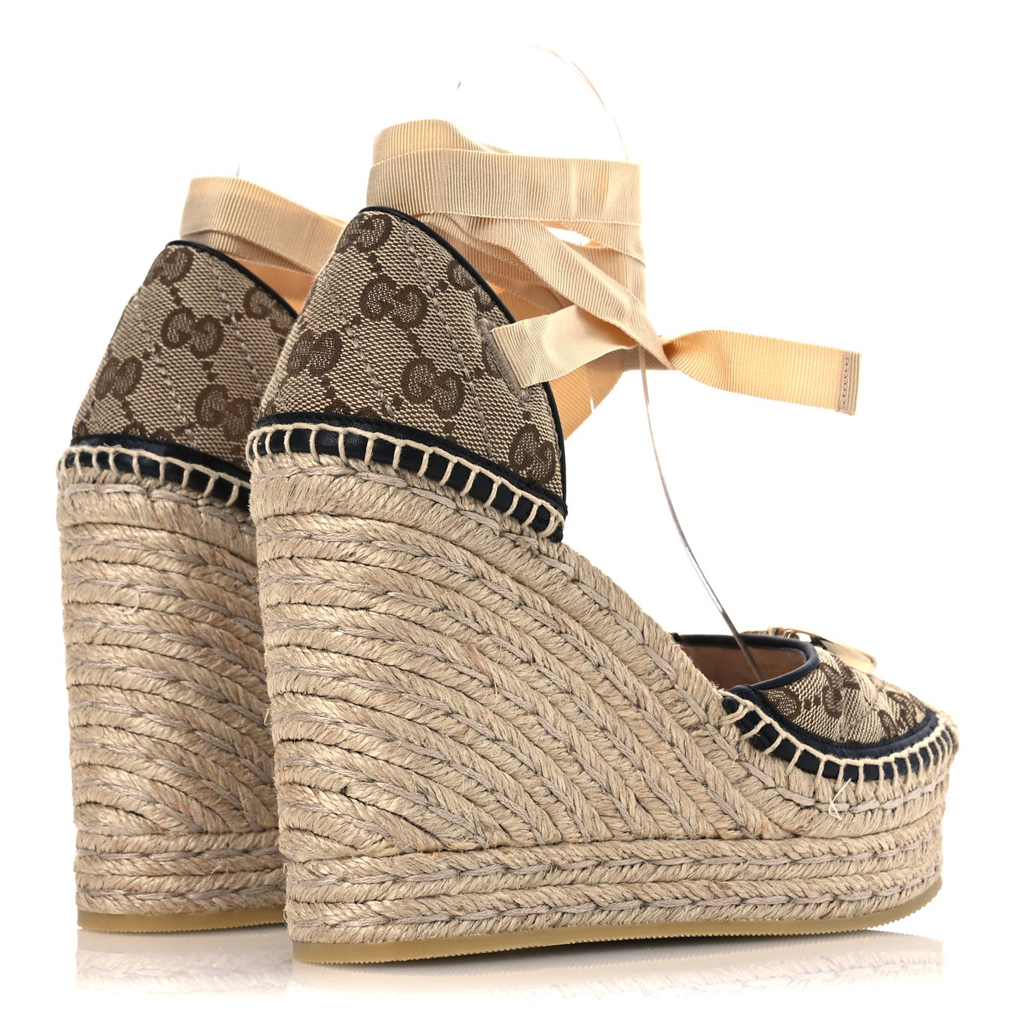 Monogram Matelasse GG Marmont Ankle Wrap Platform 35/120mm Espadrille Wedges 35 Beige Ebony Black Sand Storm
