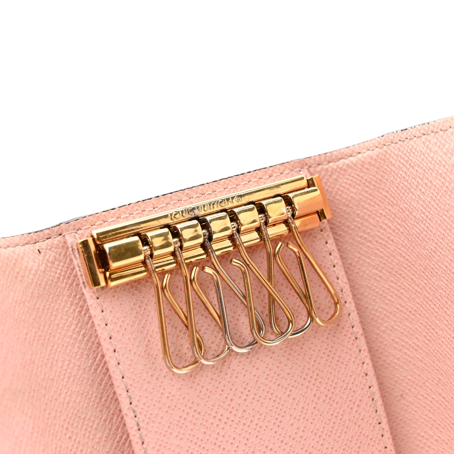 Damier Ebene Multicles 6 Key Holder Rose Ballerine