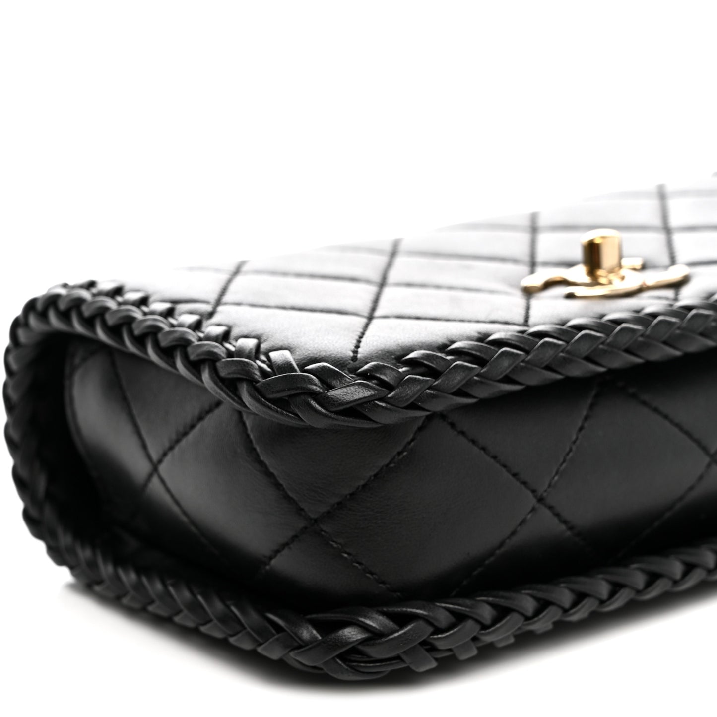 Lambskin Quilted Small Whipstitch Flap Bag Black