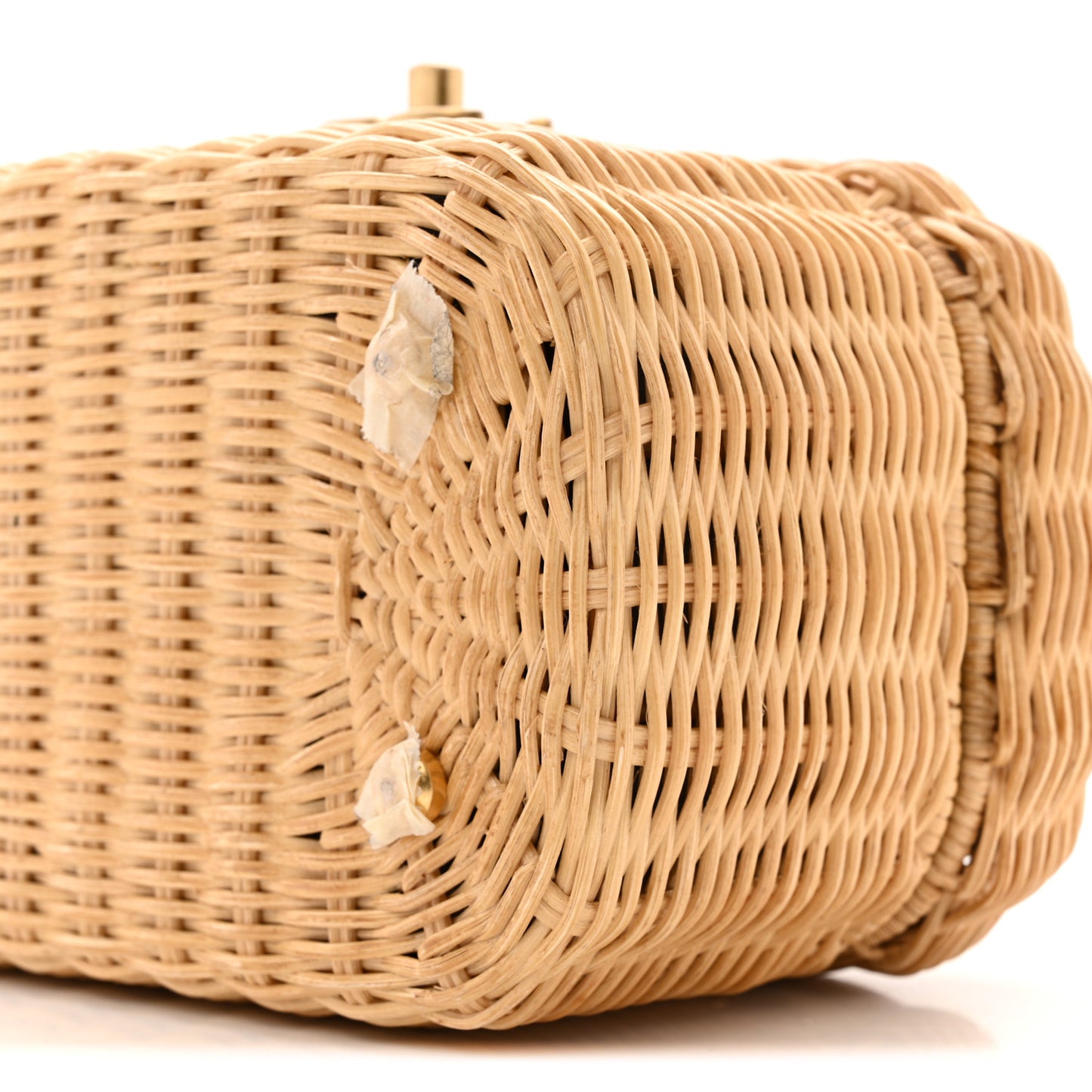 Braided Rattan Top Handle Vanity Case Beige Beige