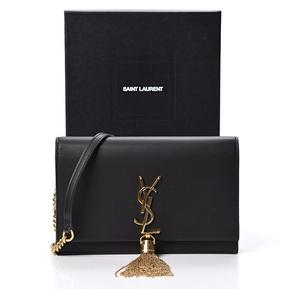Saint Laurent Smooth Calfskin Classic Monogram Kate Tassel Chain Wallet Black 9 of 9