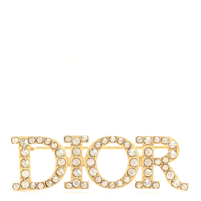 Christian Dior Crystal Dior Logo Brooch Gold 1 of 3