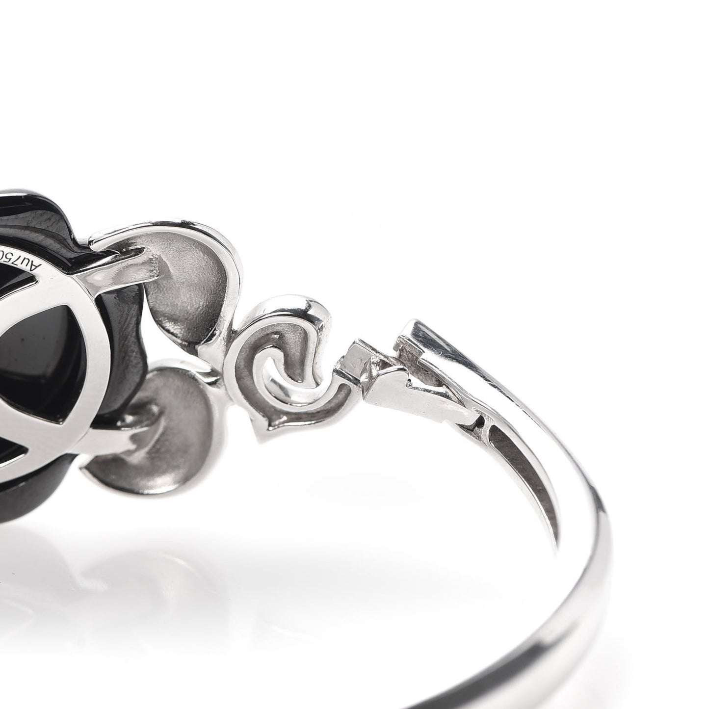18K White Gold Black Ceramic Diamond Camelia Bangle Bracelet