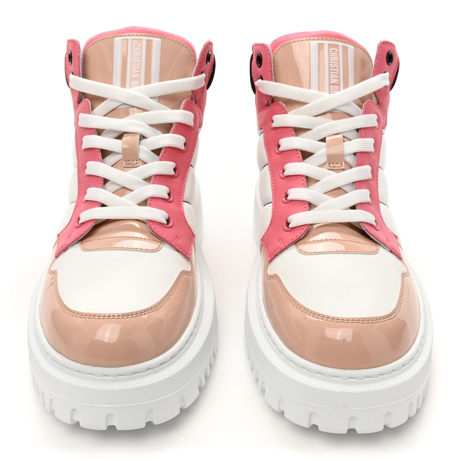 Christian Dior Nylon Calfskin Womens D-Player High Top Sneakers 39 Pink 2 of 10