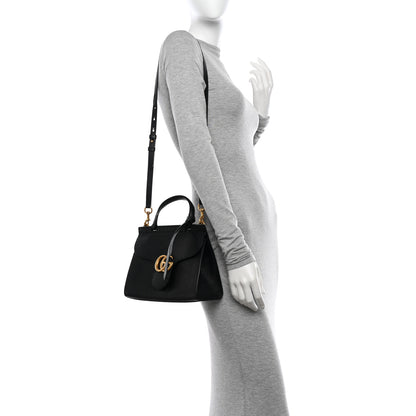 Gucci Calfskin Small GG Marmont Top Handle Bag Black 2 of 18
