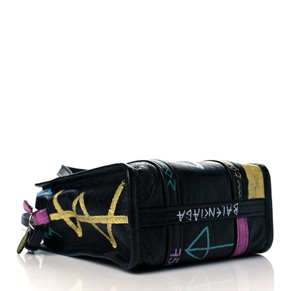 Balenciaga Agneau Arena Graffiti All Over XS Bazar Shopper Tote Black Multicolor 4 of 10