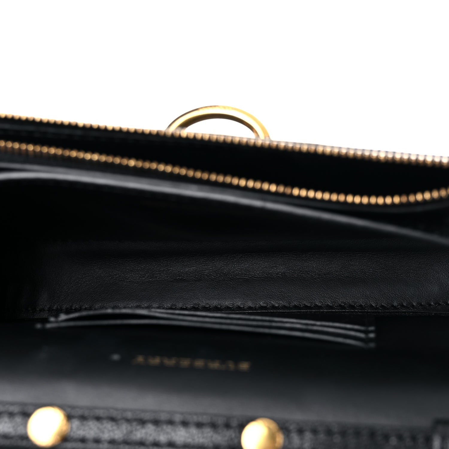 Burberry Goatskin Cotton Canvas Vintage Check D-Ring Mini Bag Black Antique Yellow 4 of 15