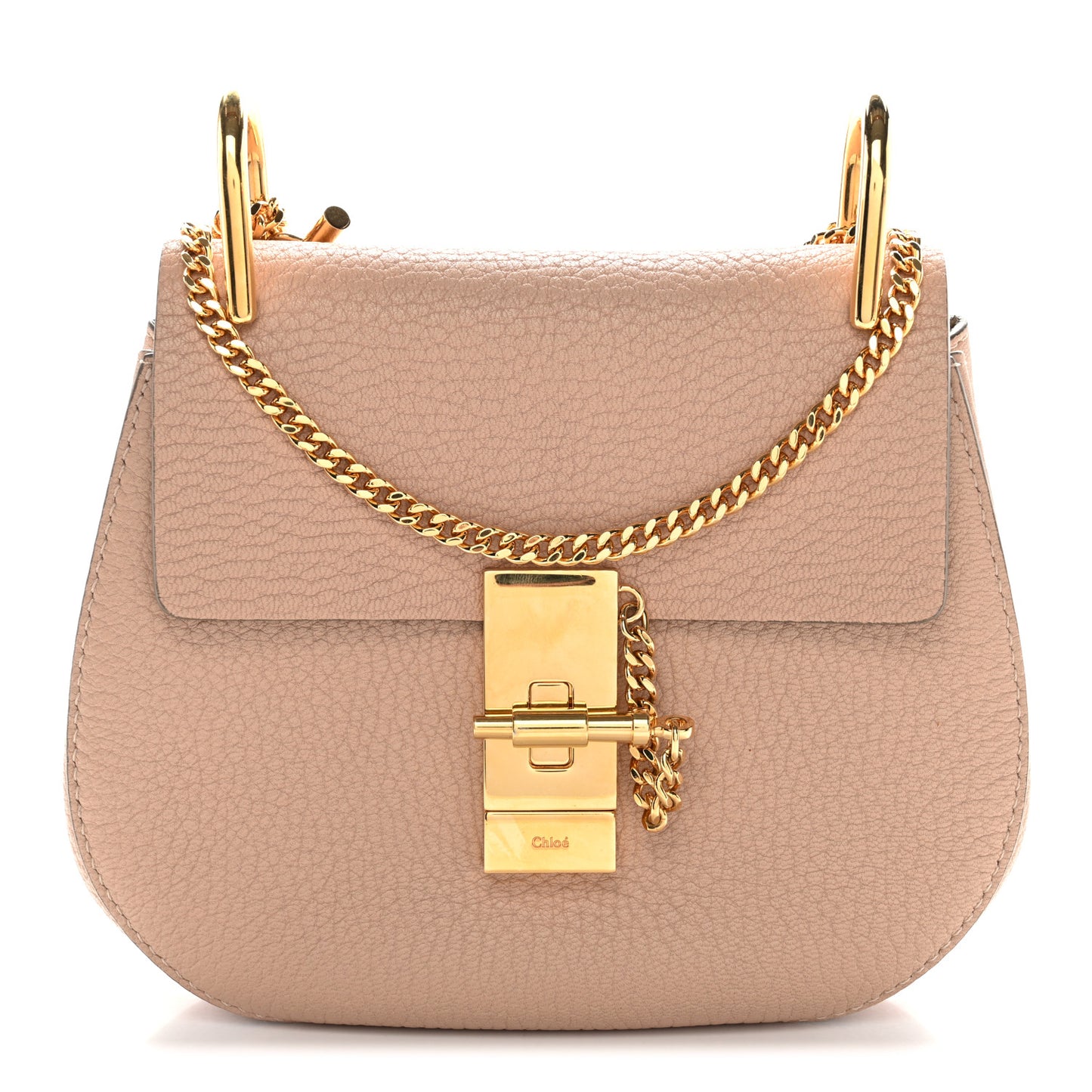 Grained Lambskin Mini Drew Shoulder Bag Cement Pink