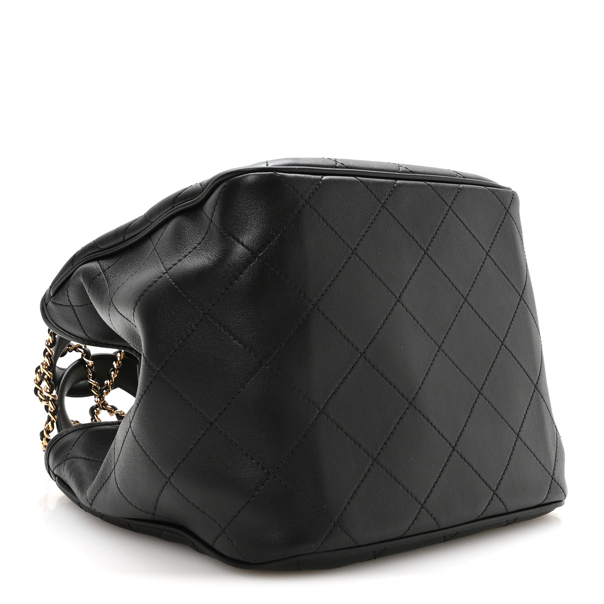 Calfskin Stitched Mini Shopping Tote Black