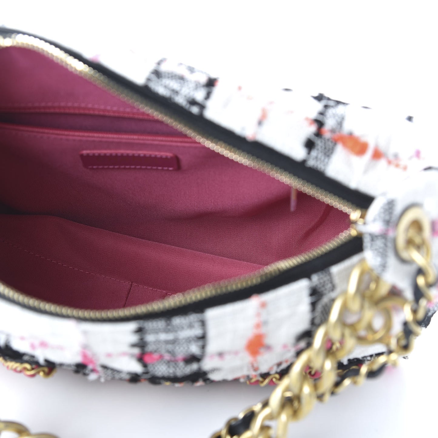 Tweed Calfskin Signe Hobo Coral White Black