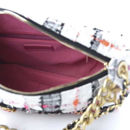 Chanel Tweed Calfskin Signe Hobo Coral White Black 5 of 10
