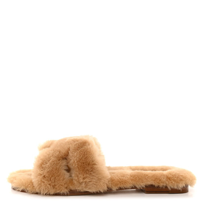 Hermes Woolskin Oran Sandals 39.5 Beige Argile 1 of 8