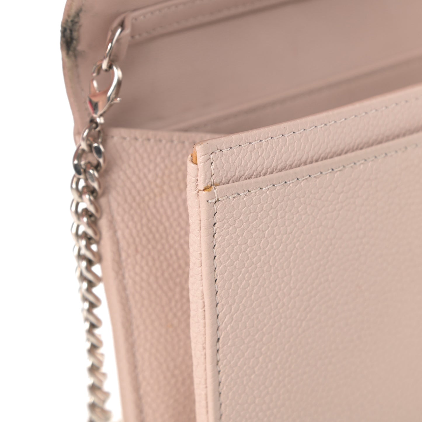 Grained Calfskin Diorama Croisiere Chain Wallet Rose Poudre