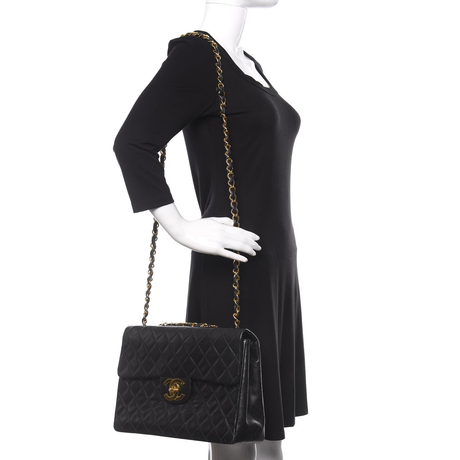 Chanel Lambskin Quilted XL Jumbo Single Flap Black 2 of 11