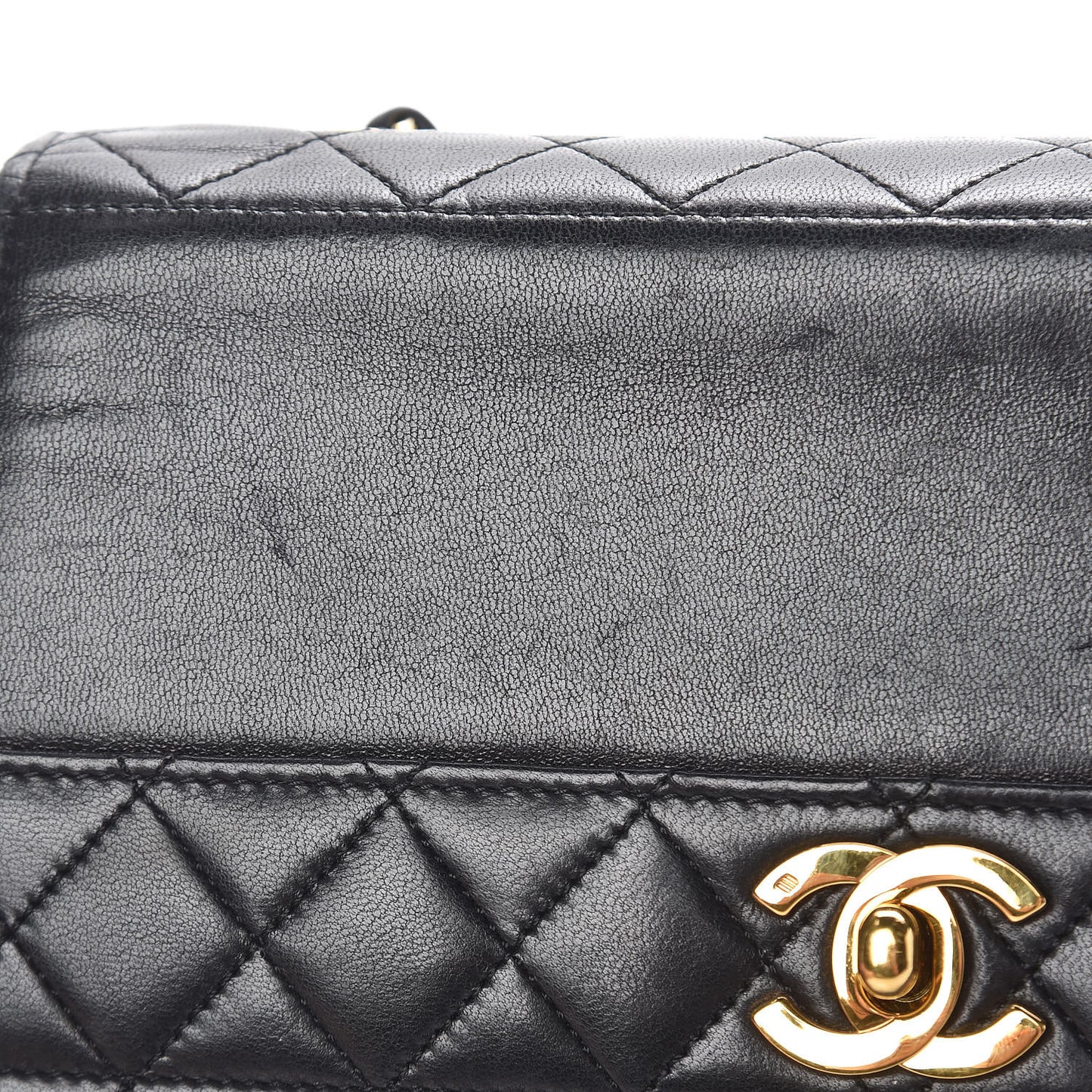 Lambskin Quilted Shoulder Flap Bag Black