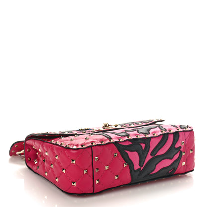 Valentino Garavani Nappa Crystal Tiger Medium Rockstud Spike Shoulder Bag Pink 4 of 8